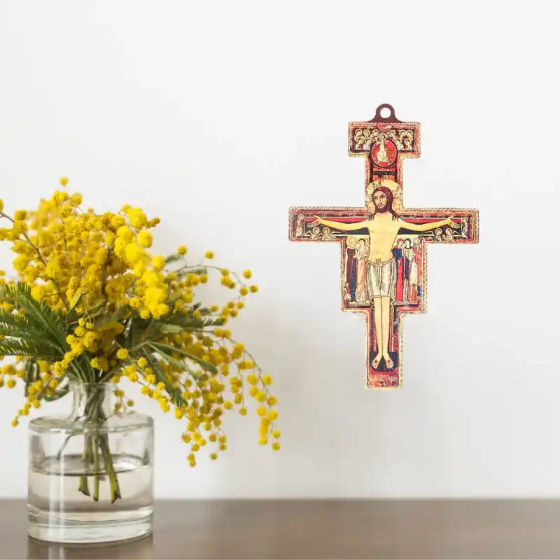 Croix de Saint Damien de 8cm en bois