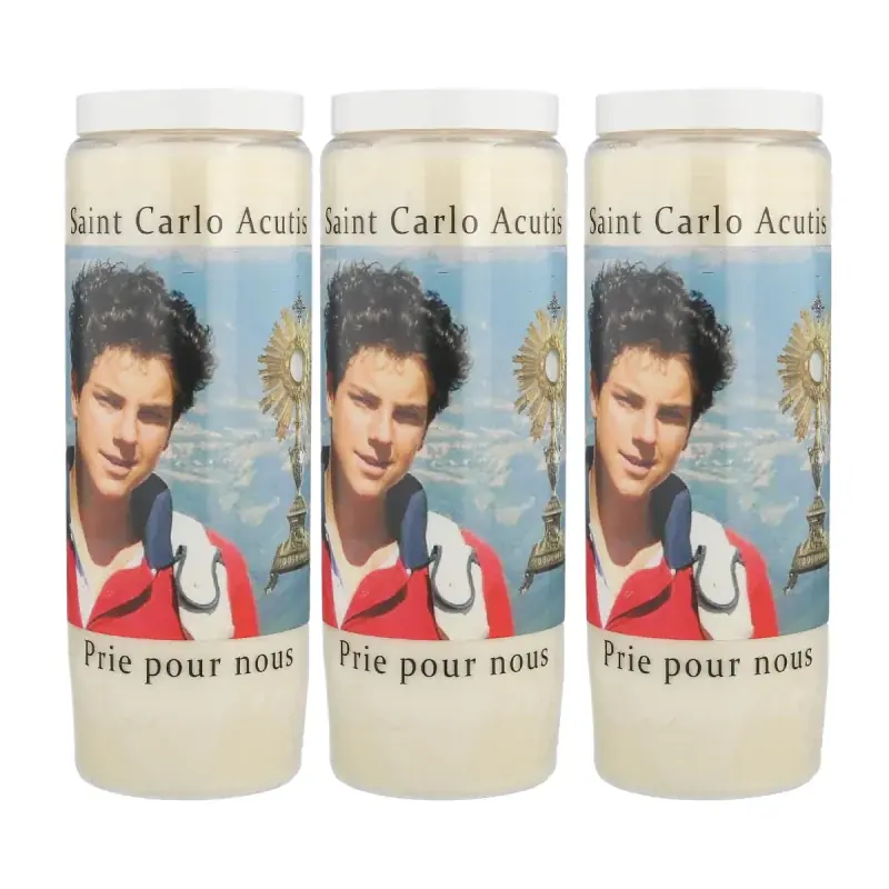 Lot de 3 Bougies Neuvaines de Saint Carlo Acutis