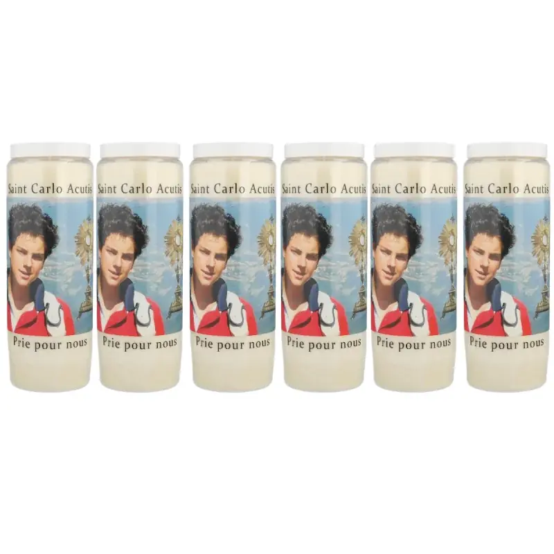 Lot de 6 Bougies Neuvaines de Saint Carlo Acutis