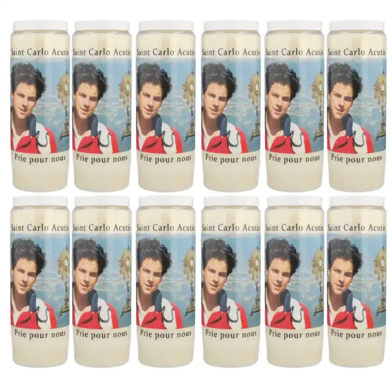 Lot de 12 Bougies Neuvaines de Saint Carlo Acutis