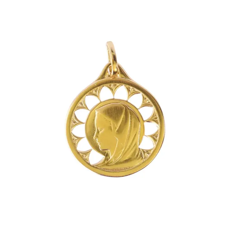 Médaille de la Vierge et Contours ajourés en Plaqué Or