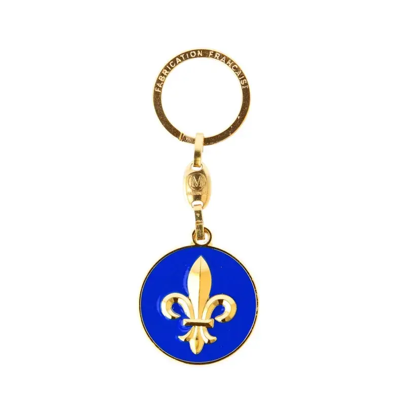 Porte-clé fleur de Lys bleu et doré