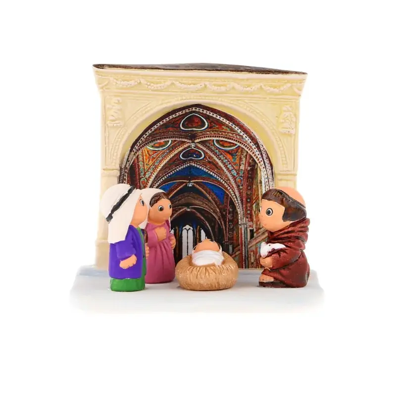 Crèche Saint François d'Assise en céramique 8x7cm