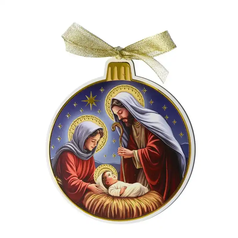 Décoration de Noël ronde de la Sainte Famille 13cm