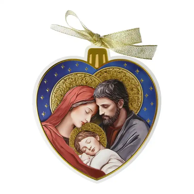 Décoration de Noël en forme de coeur de la Sainte Famille 13cm