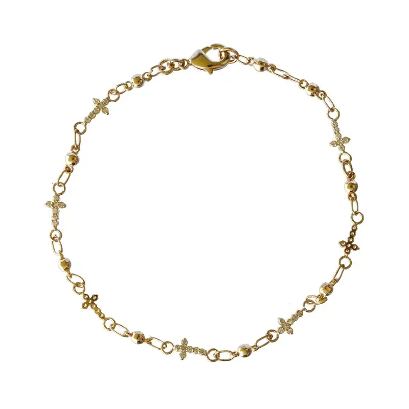 Bracelet Croix Strass en plaqué or