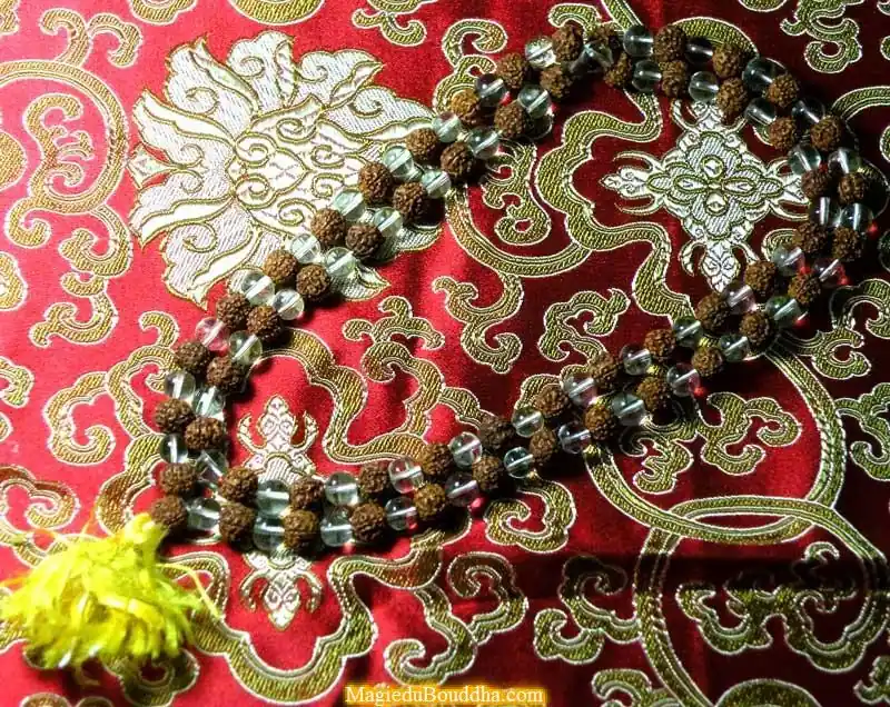 Hindu rudraksha and crystal rosary - Shiva and Shakti.