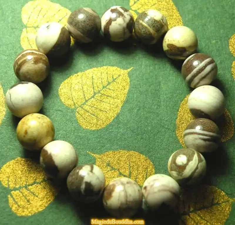 Bracelet / Wrist Mala in two-tone chocolate / cream jasper.