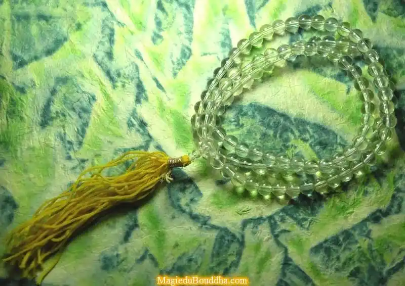 Large Tibetan mala in translucent glass.