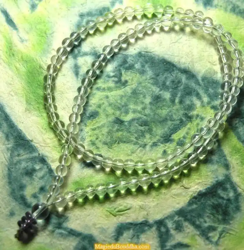 Mini Buddhist glass rosary - translucent or purple colors.