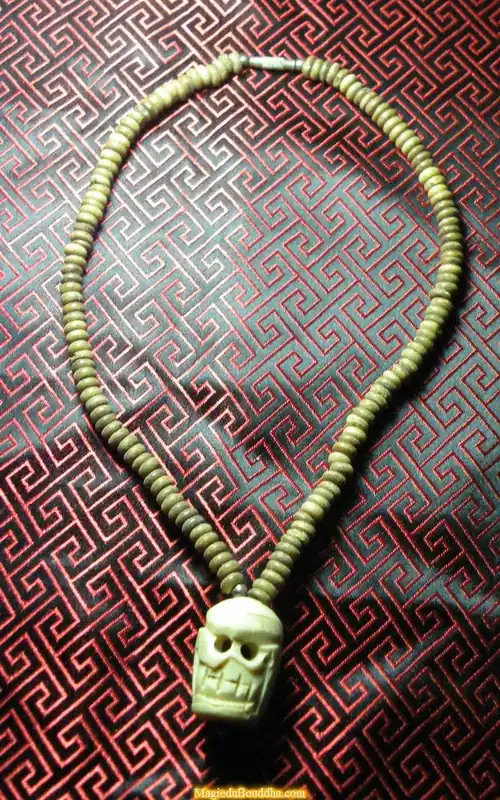 Tibetan "Citipati" skull necklace made of yak bone.