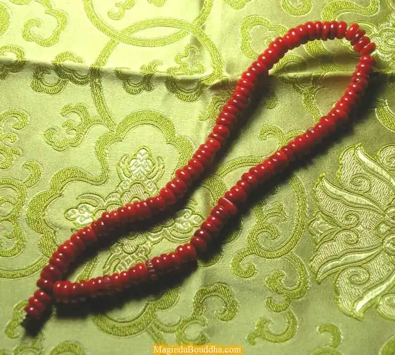 Small Tibetan mala in red coral