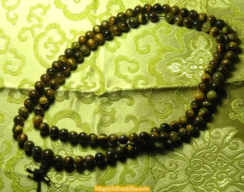 Tibetan mala in tiger's eye.