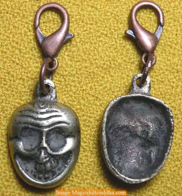 Mantra counter clip for Tibetan mala - "Citipati skull" model.