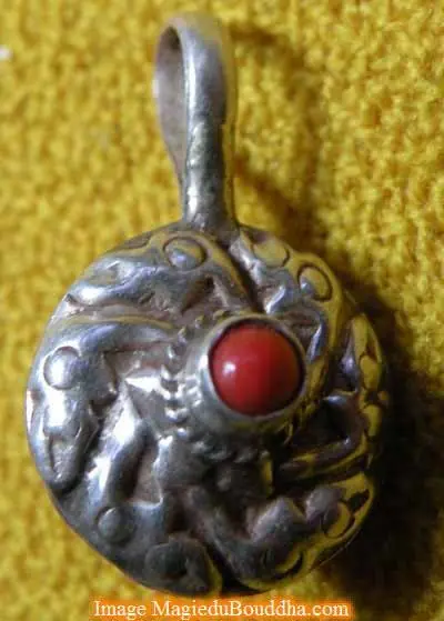 Mantra counter clip for mala - Coral and silver.