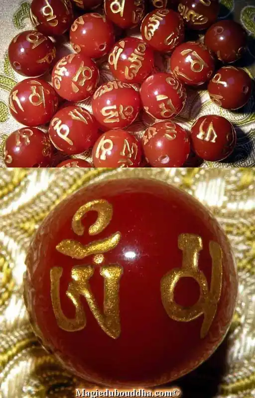 Red agate mantra bead
