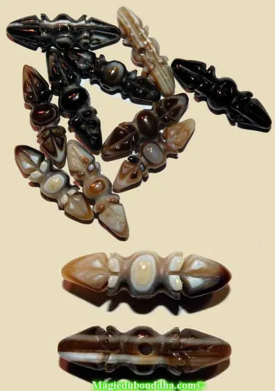 Tibetan Dzi Agate Mala Beads - Dorje.