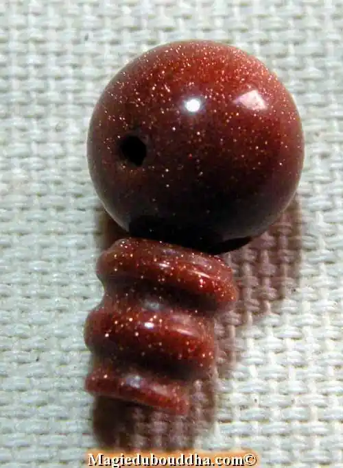 Tibetan sunstone head bead for mala.
