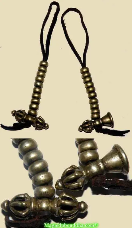 Large mantra counters for mala - bronze bell and dorje.
