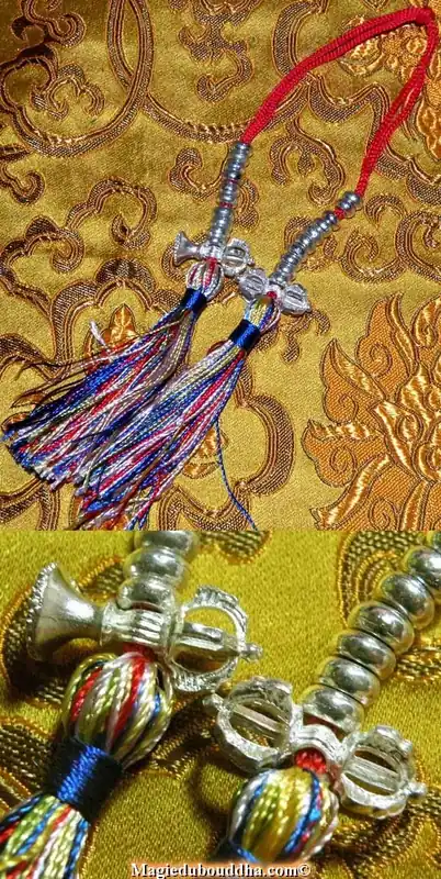 Large mantra counters for mala - bell and silver dorje.