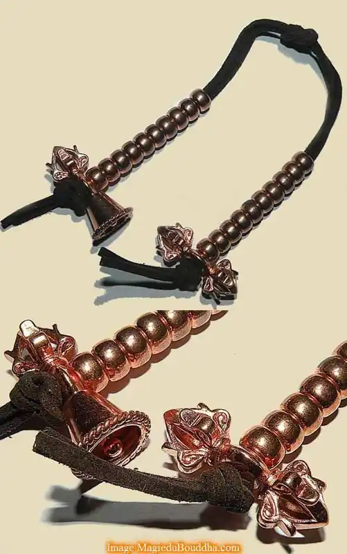 Large mantra counters for mala - copper bell and dorje.