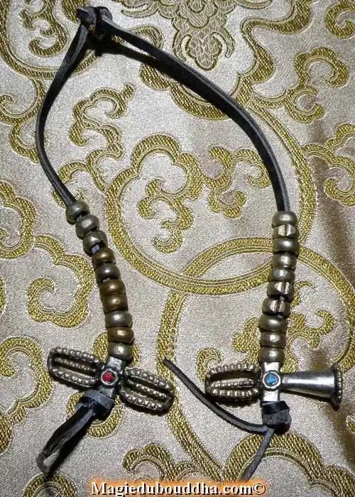 Large mantra counters for mala - bell and dorje with cabochons.