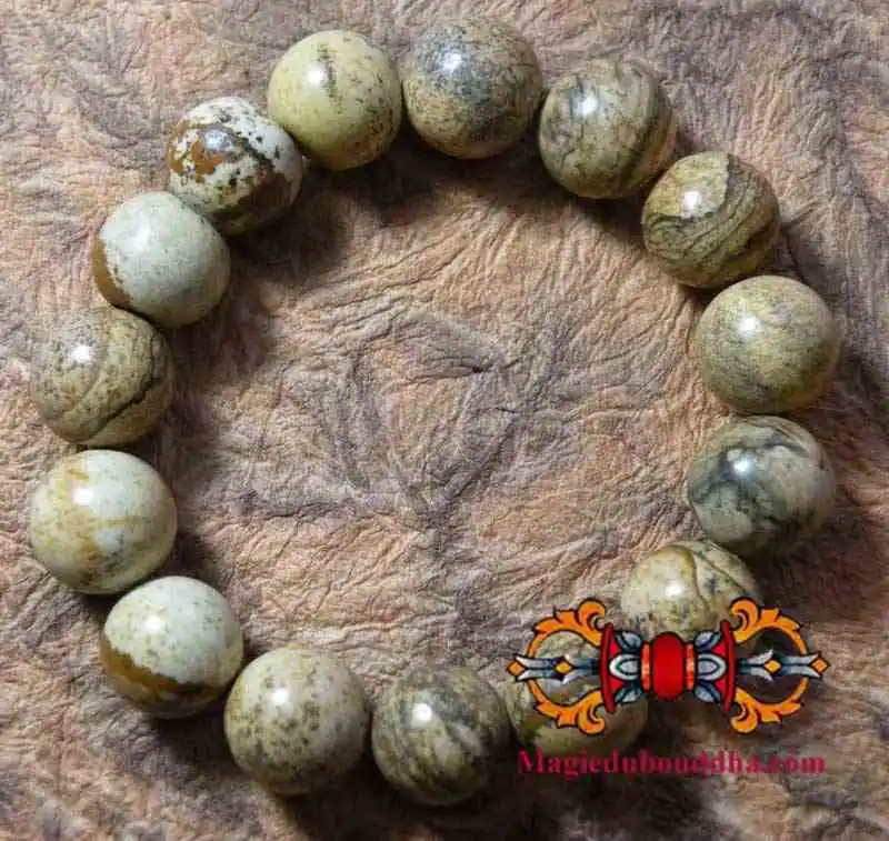 Landscaped jasper wrist bracelet / mala