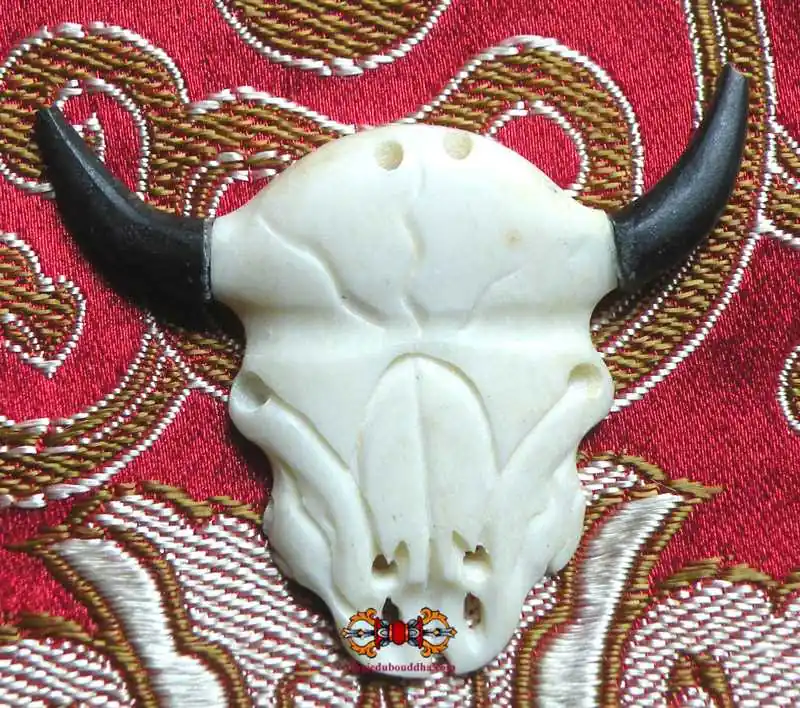 Tibetan Yak Skull Pendant - Yak Bone and Horn