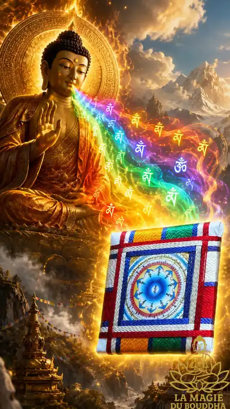 Tibetan consecration wheel for Buddha statue.