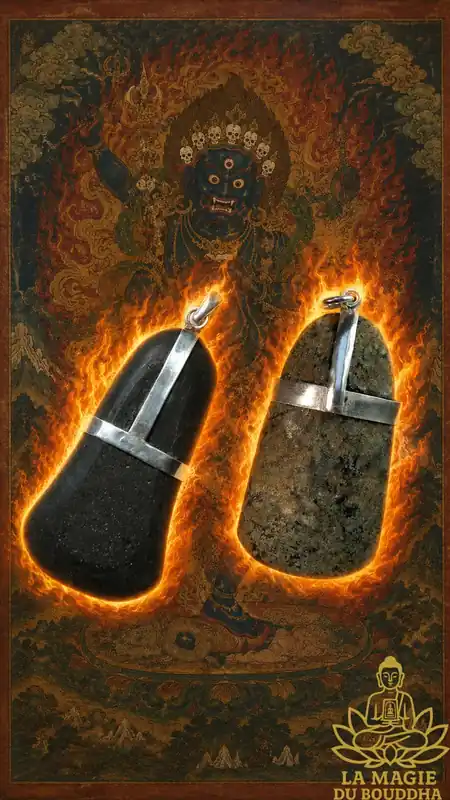 Tibetan votive axes (mounted as pendants).