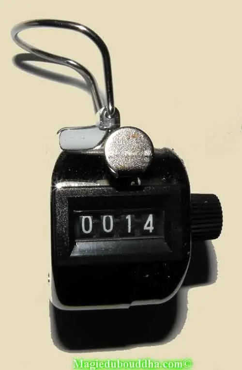 Mechanical counter for prostrations and mantra.