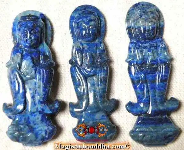 Standing Guan Yin Pendant - Lapis Lazulli