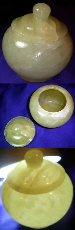 Honey-colored translucent calcite urn