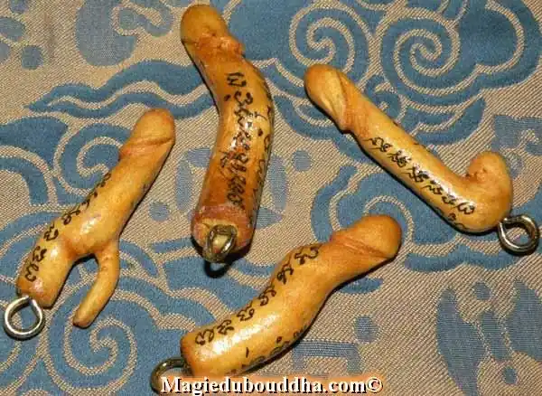 Thai Palat Kick Phallic Amulets in Sacred Wood Mae Nor Lampoo - Most Venerable Ajarn Sané.