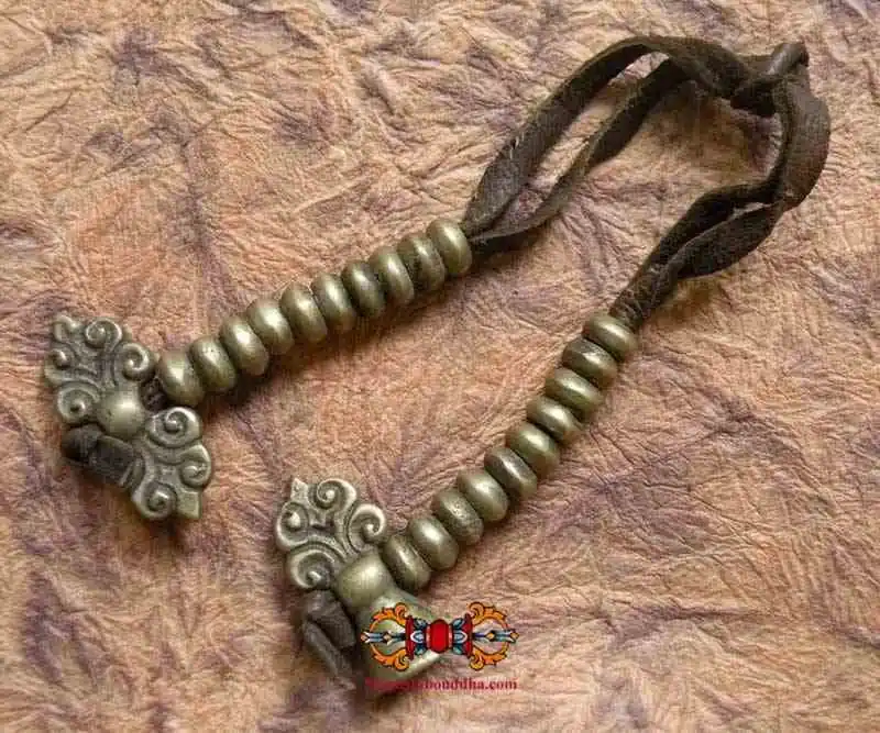 Large bronze mala counters - bell and dorje.