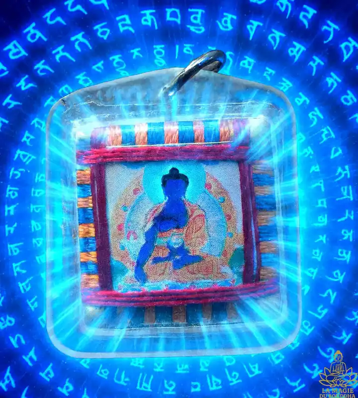 Tibetan Amulet Yantra of Medicine Buddha Sangye Menla.