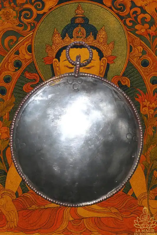 Tibetan Dzogchen Melöng meditation ritual mirror - Tantric ritual instrument.
