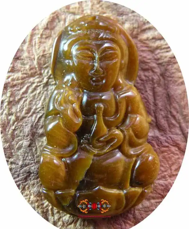 Tiger's Eye Guan Yin Pendant.