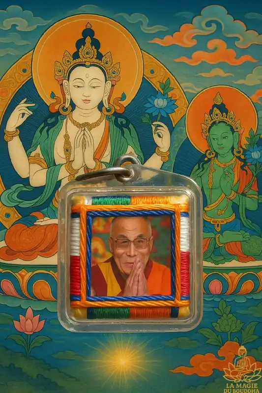 Tibetan Yantra Amulet blessed by His Holiness the Dalai Lama.