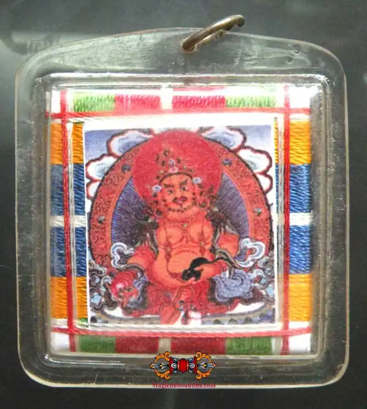 Tibetan Dzambhala Fortune Buddha Yantra Amulet.