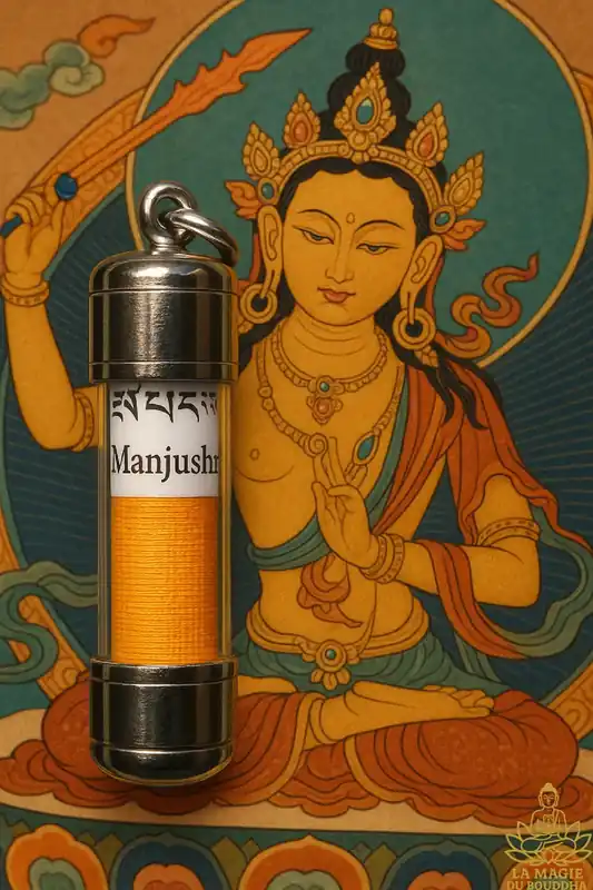 Manjushri Buddha Mantra Amulet of Transcendent Wisdom - For Memory and Study.
