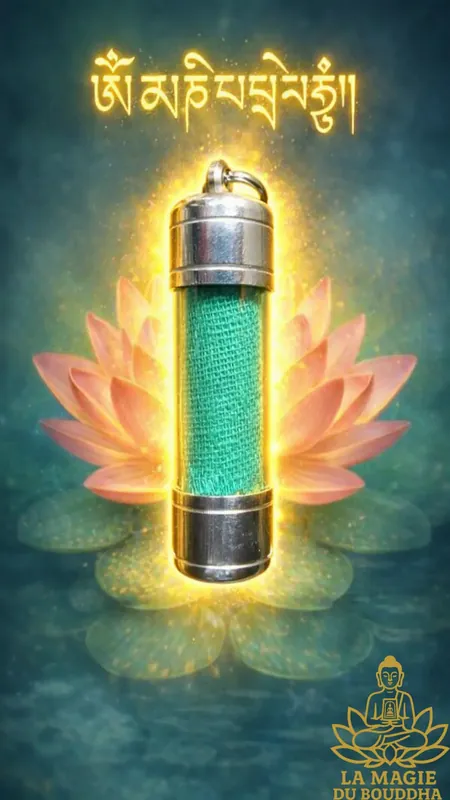 Tibetan Lotus Sutra Amulet - For devotion and merit.