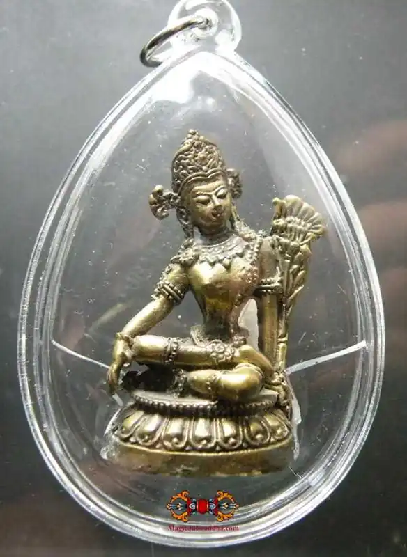 Tibetan Amulets of Green Tara, White Tara, Manjushri and Long Life Buddha - Wish-fulfilling Jewels.