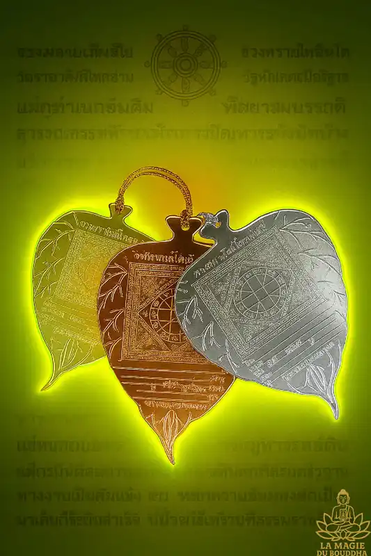 Yant Pentacles on Bae Ton Po Buddha Tree Leaf - Grants wishes.