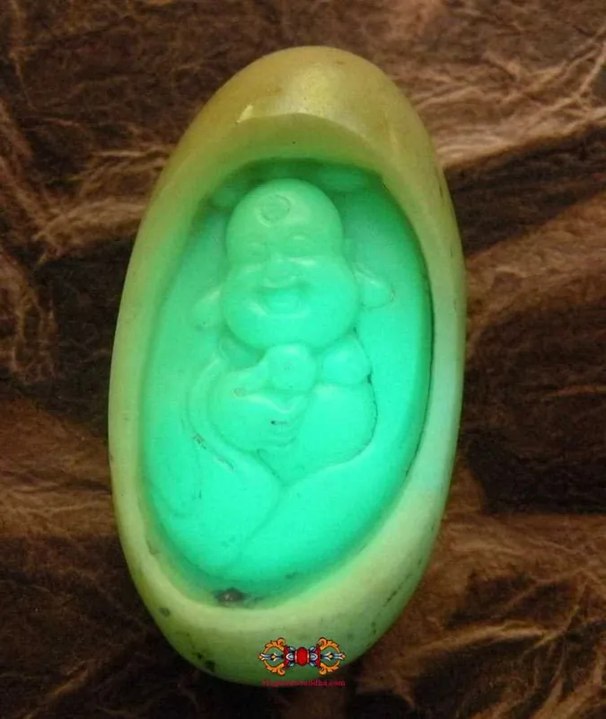 Ye Ming Zhu Fluorescent Stone Fortune Buddha Pendant.