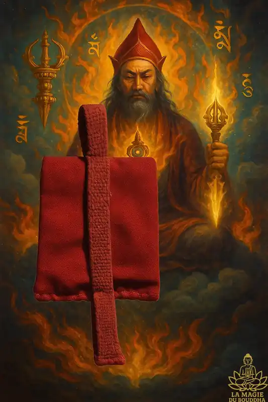 Powerful Tibetan Dark Red Chakra Amulet of Chenrezi the Great Compassionate.