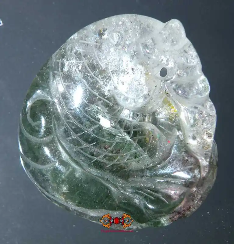 Koi carp pendant in rock crystal (quartz).