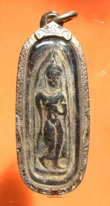Ancient Thai Amulet Standing Buddha Phra Leela - Sukhothai.