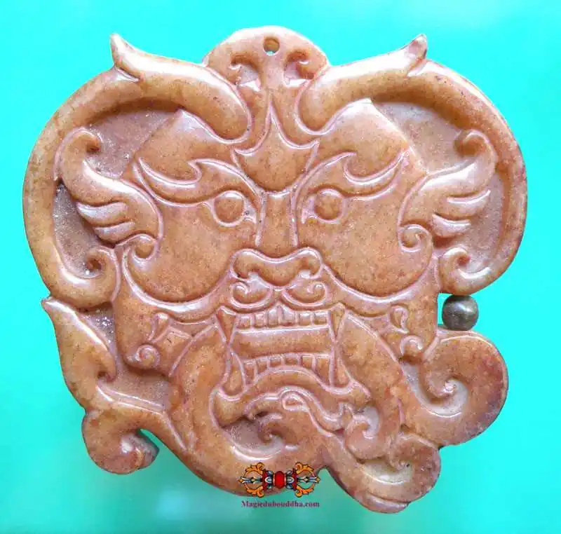 Large Chinese Jadeite Pendant - Dragon Face.