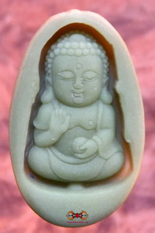 Fluorescent stone pebble pendant Baby Buddha.